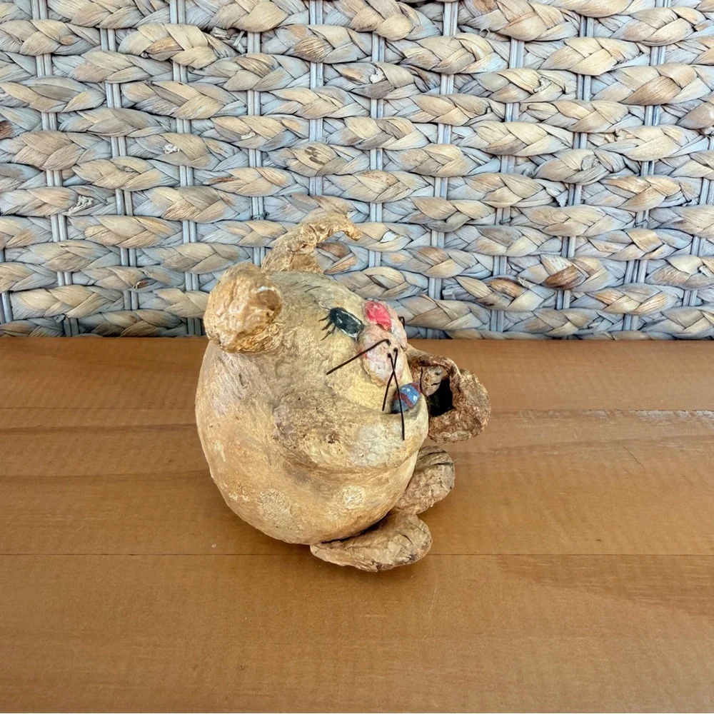 Hand Made Vintage Paper Mache Bunny Rabbit Signed By Artist Easter Spring